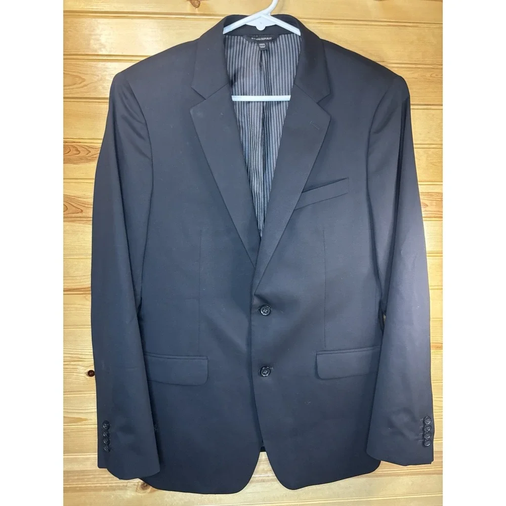 Banana Republic Blazer 38R Black Marzotto Super 120'S Standard Fit Suit Jacket